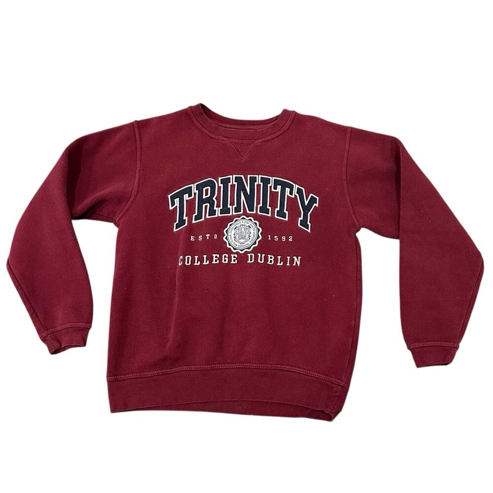 Trinity College Dublin Sweatshirt Sz Small Maroon Crewneck University Ireland